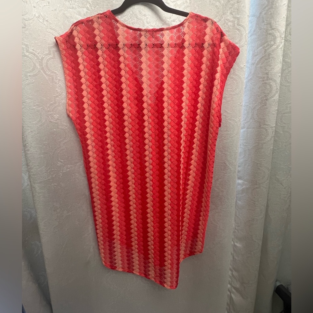 Swimsuit coverup. Striped in shades of orange. - Picture 2 of 6